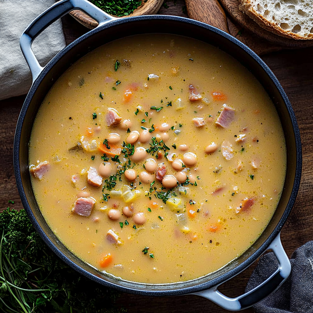 Cheesy Ham and Bean Soup