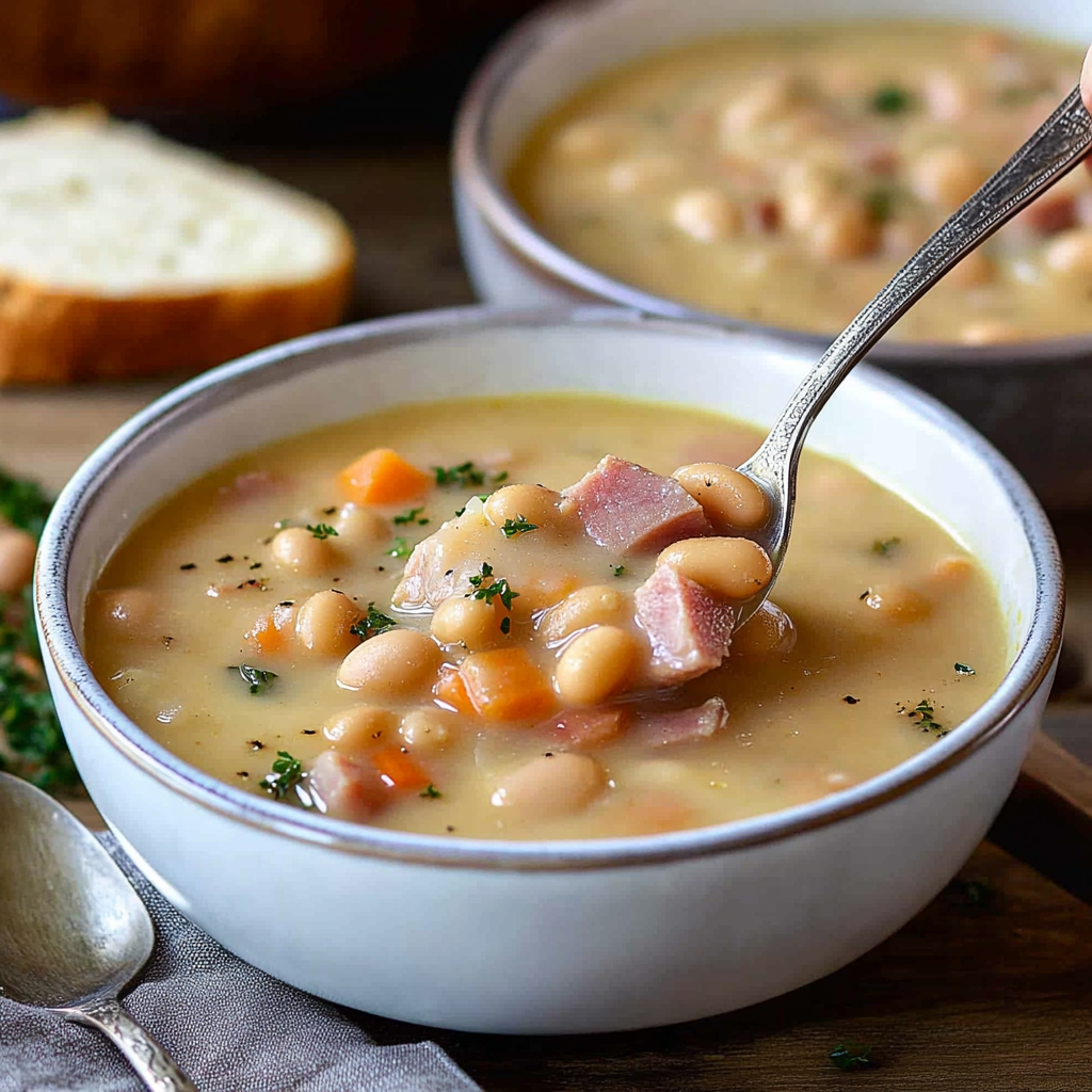 Cheesy Ham and Bean Soup