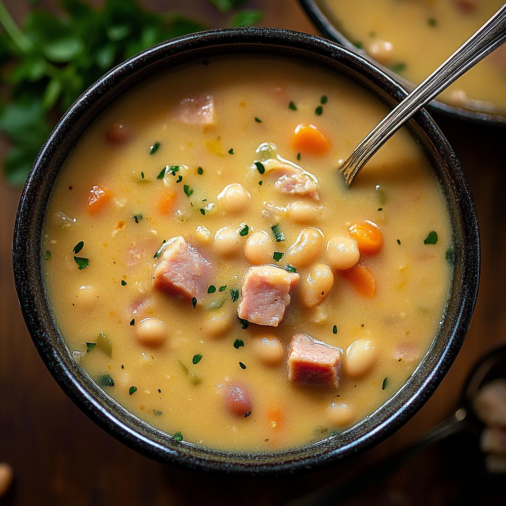 Cheesy Ham and Bean Soup