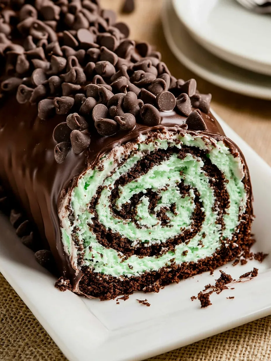 Easy Mint Chip Cake Roll