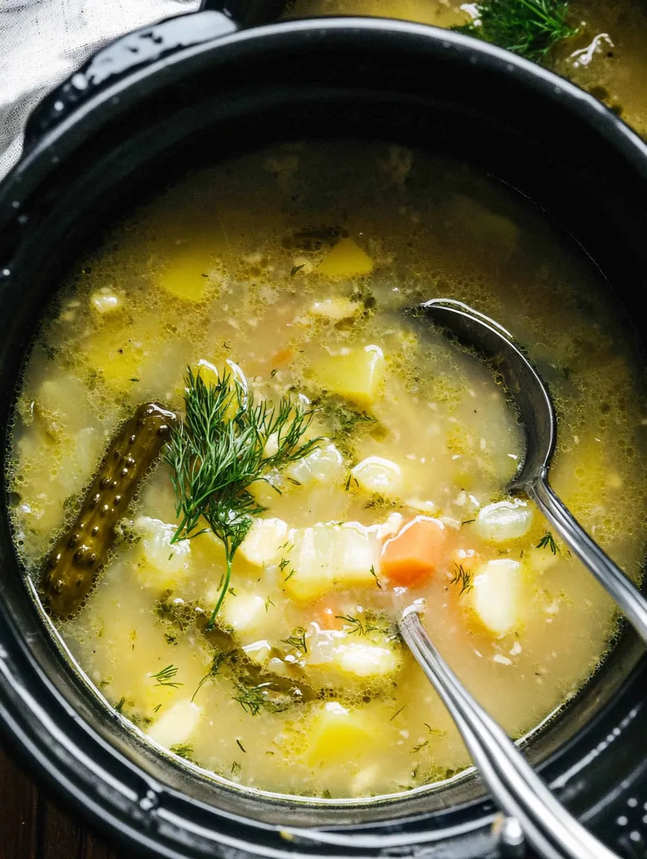 Easy Slow Cooker Dill Pickle Soup Recipe