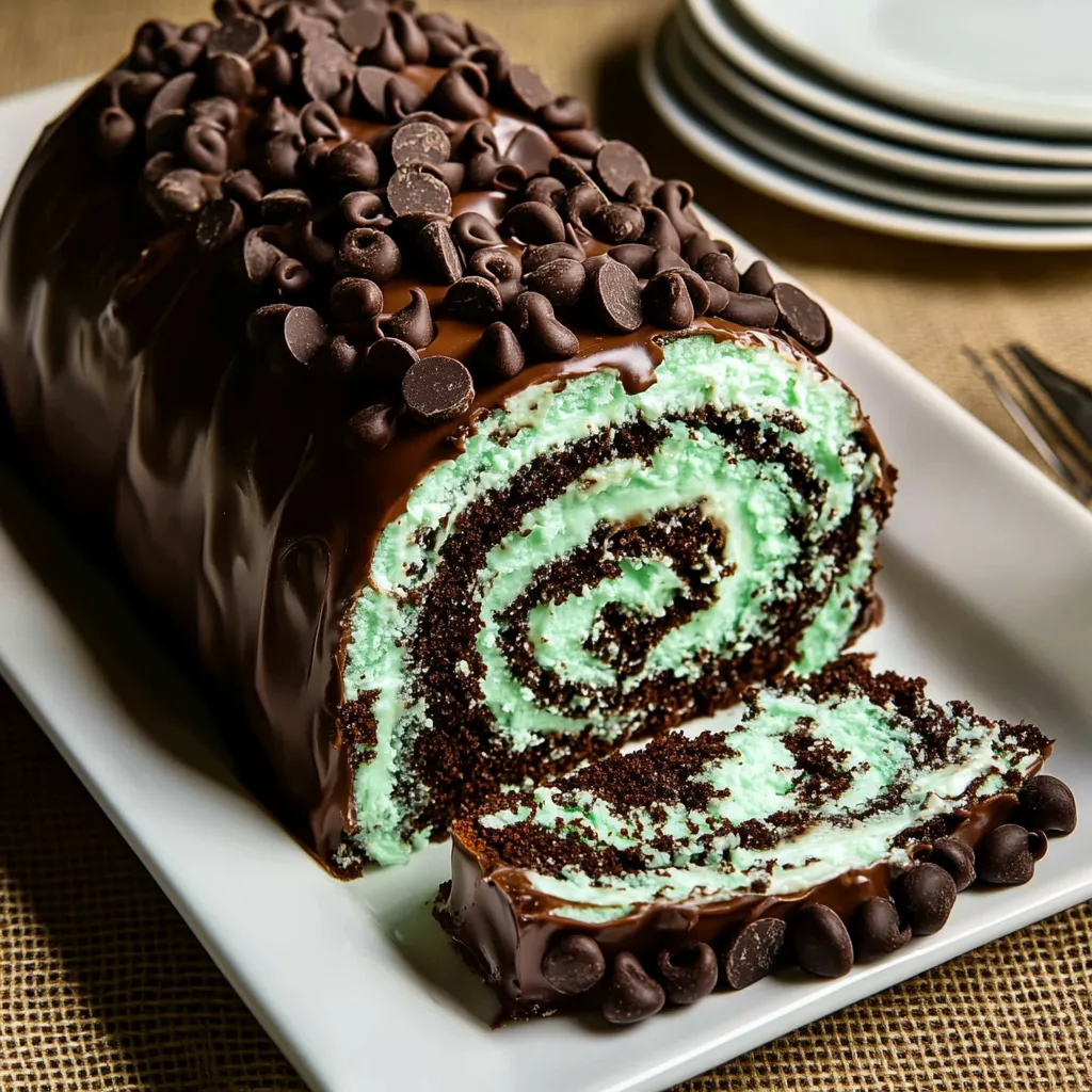 Mint Chip Cake Roll