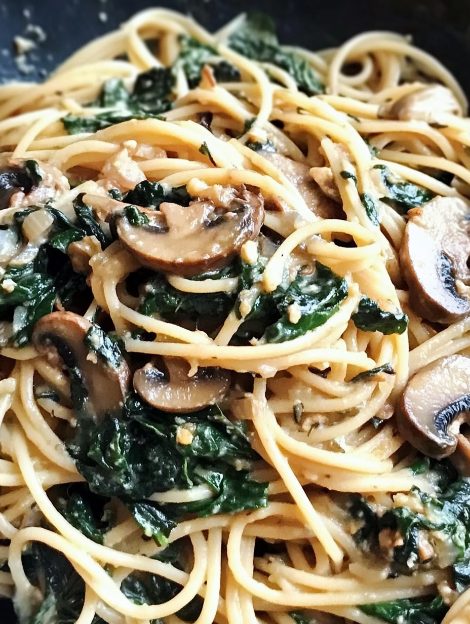 Vegan Mushroom Pasta with Spinach