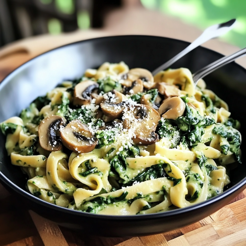 Vegan Mushroom Pasta with Spinach