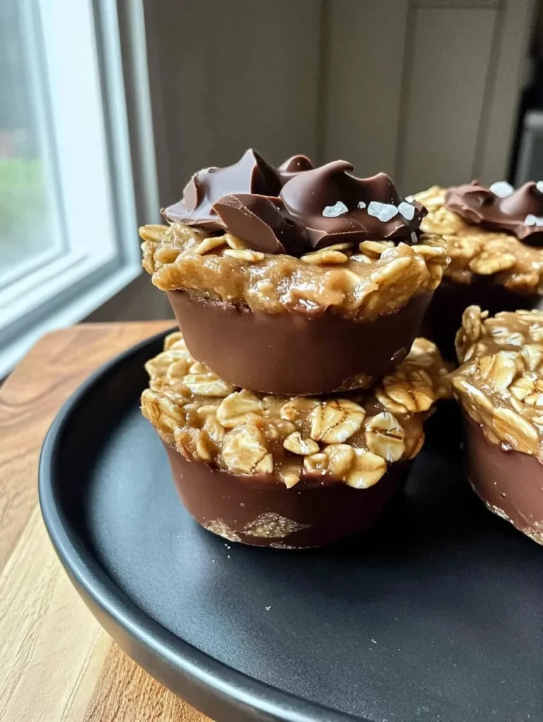 Easy No-Bake Chocolate Peanut Butter Oat Cups