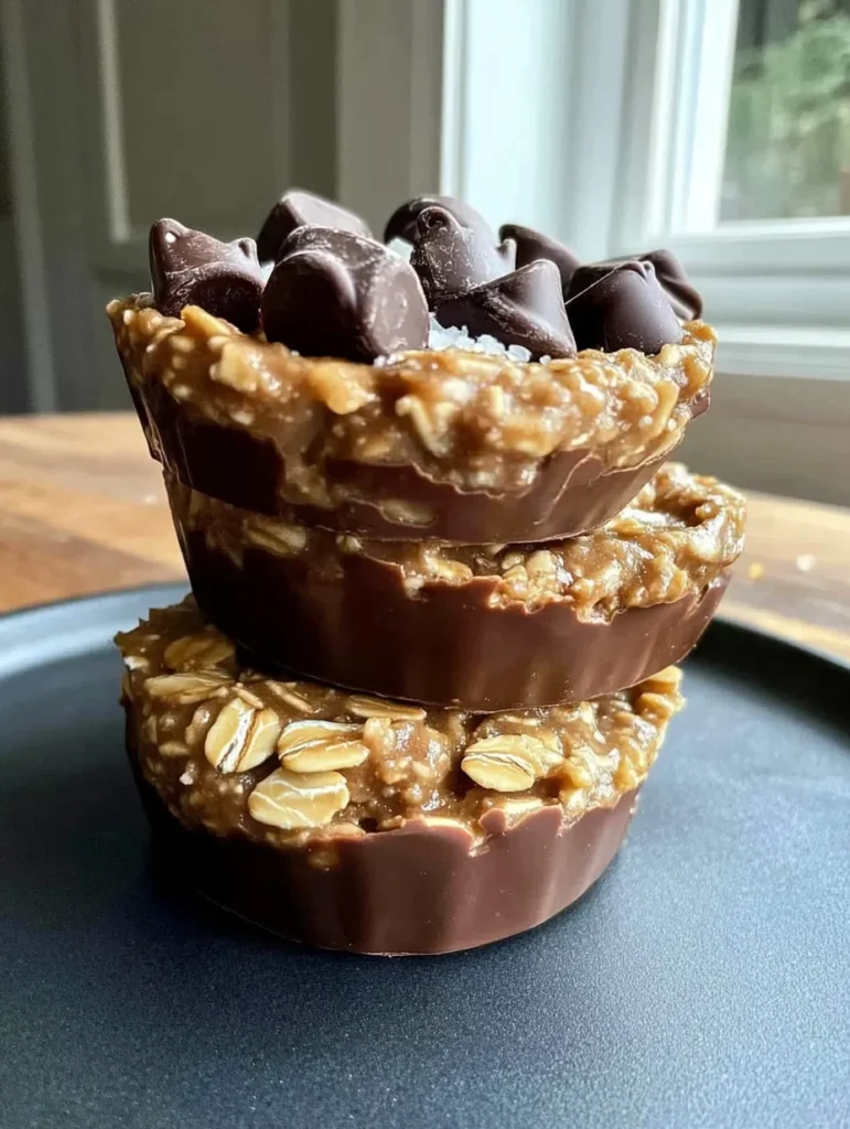 Vegan No-Bake Peanut Butter Chocolate Oat Cups