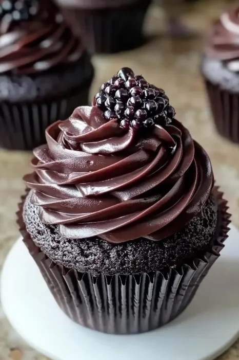 Dark Chocolate Blackberry Cupcakes