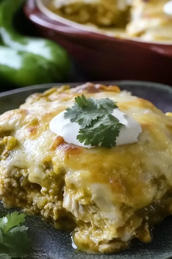 Easy Green Chile Chicken Enchilada Casserole Recipe