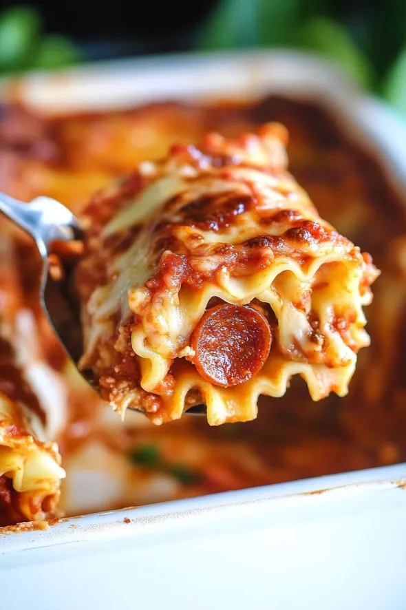 Easy Pepperoni Pizza Lasagna Roll Ups Recipe