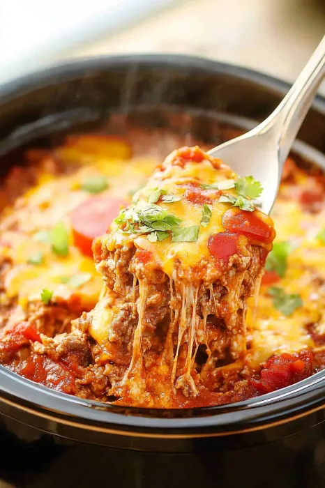 Easy Slow Cooker Beef Enchilada Casserole Recipe