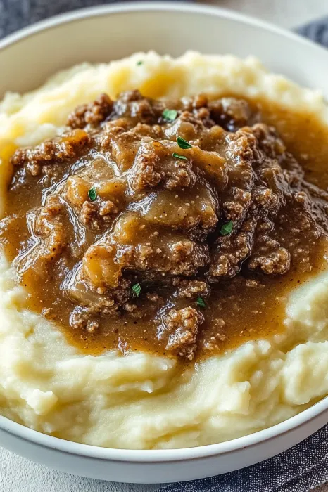 Best Ground Beef and Gravy Over Mashed Potatoes Recipe