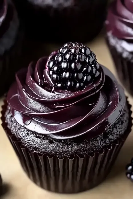 Easy Dark Chocolate Blackberry CupcakesRecipe