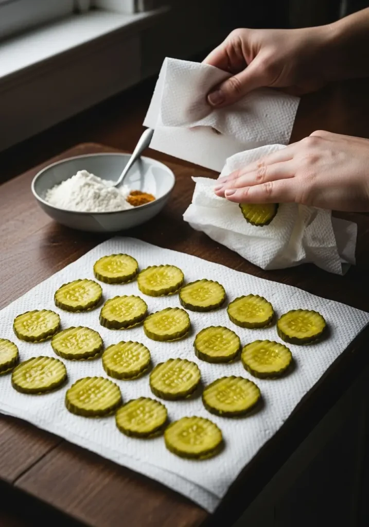 Homemade Fried Pickles cutting