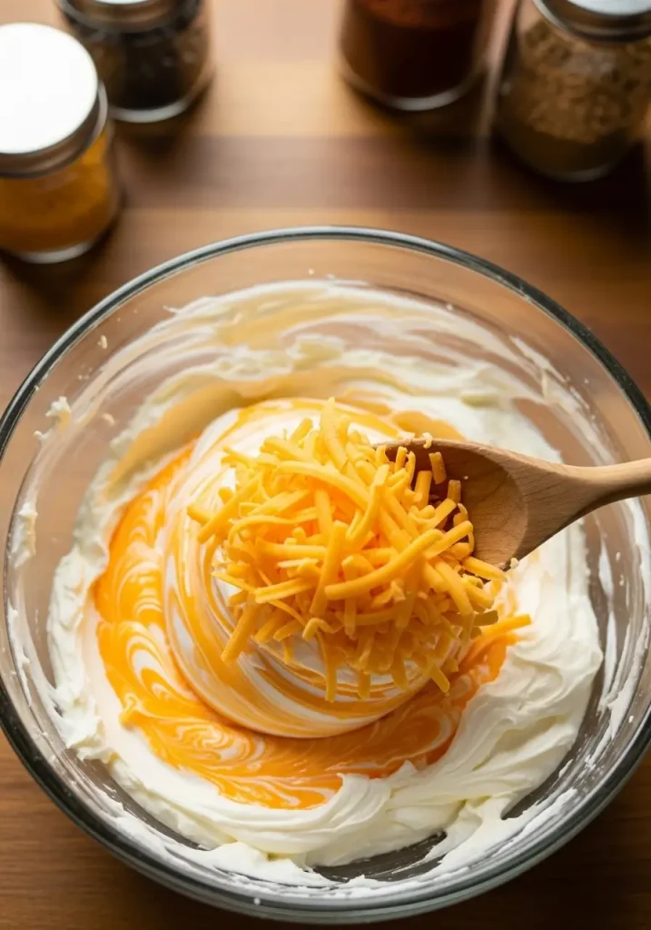 Keto Cheese Balls Recipe Ingredients Mixing