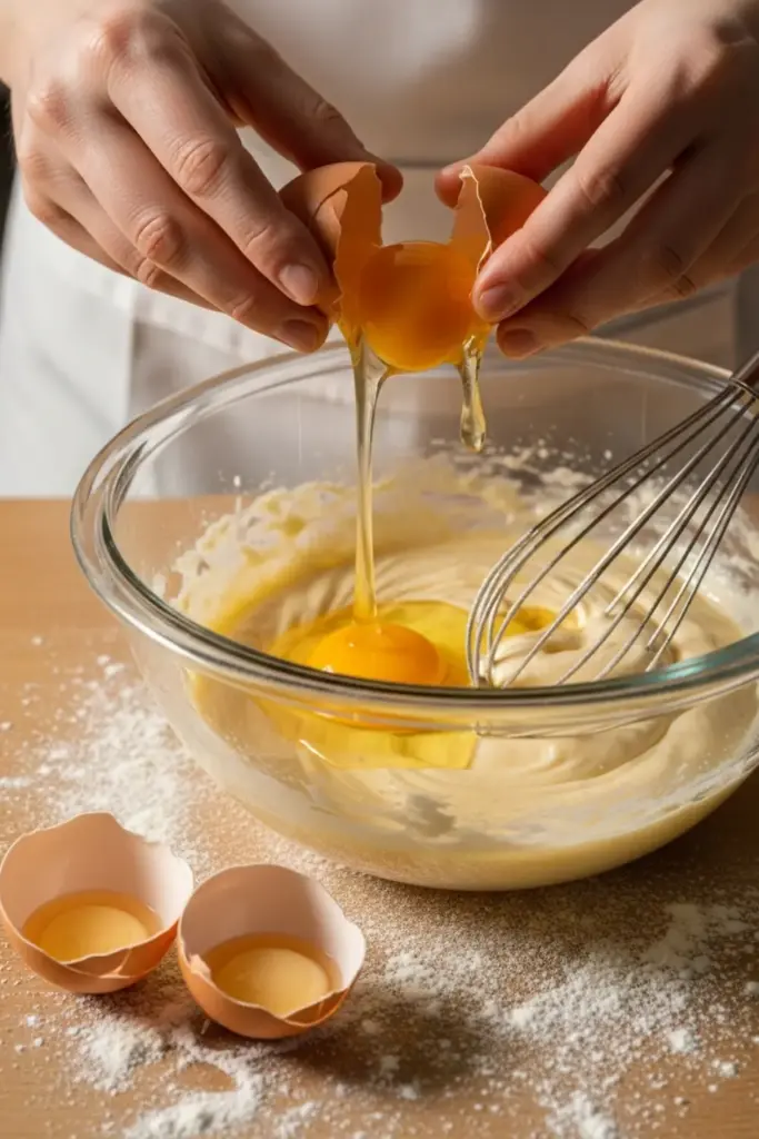 Adding Eggs In Mixture Of Pie Ingredient