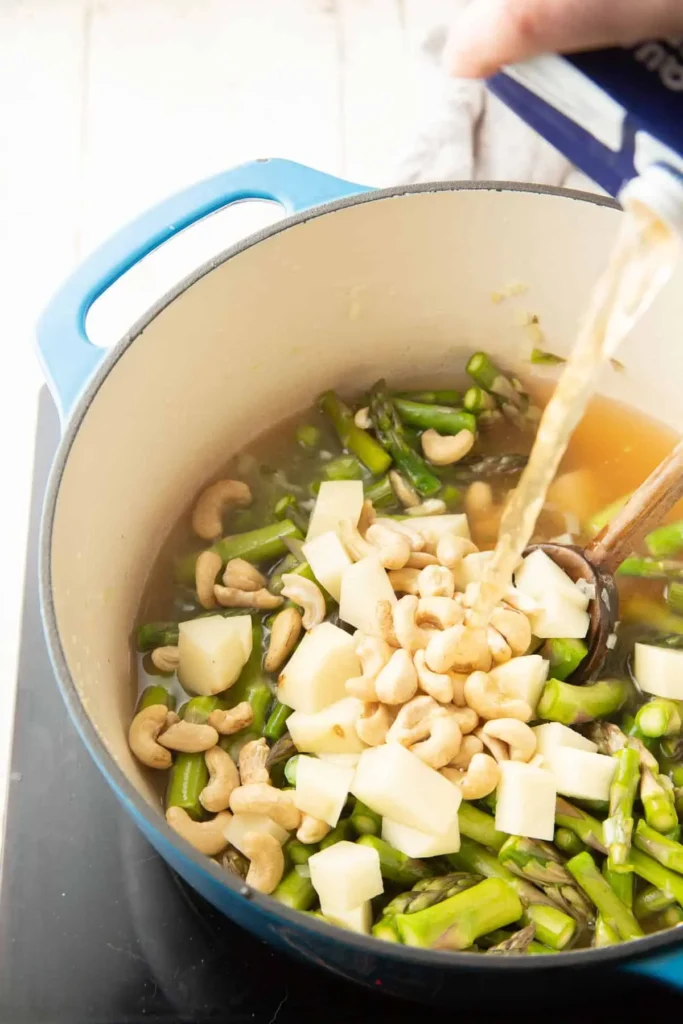 vegan asparagus soup initial preparation