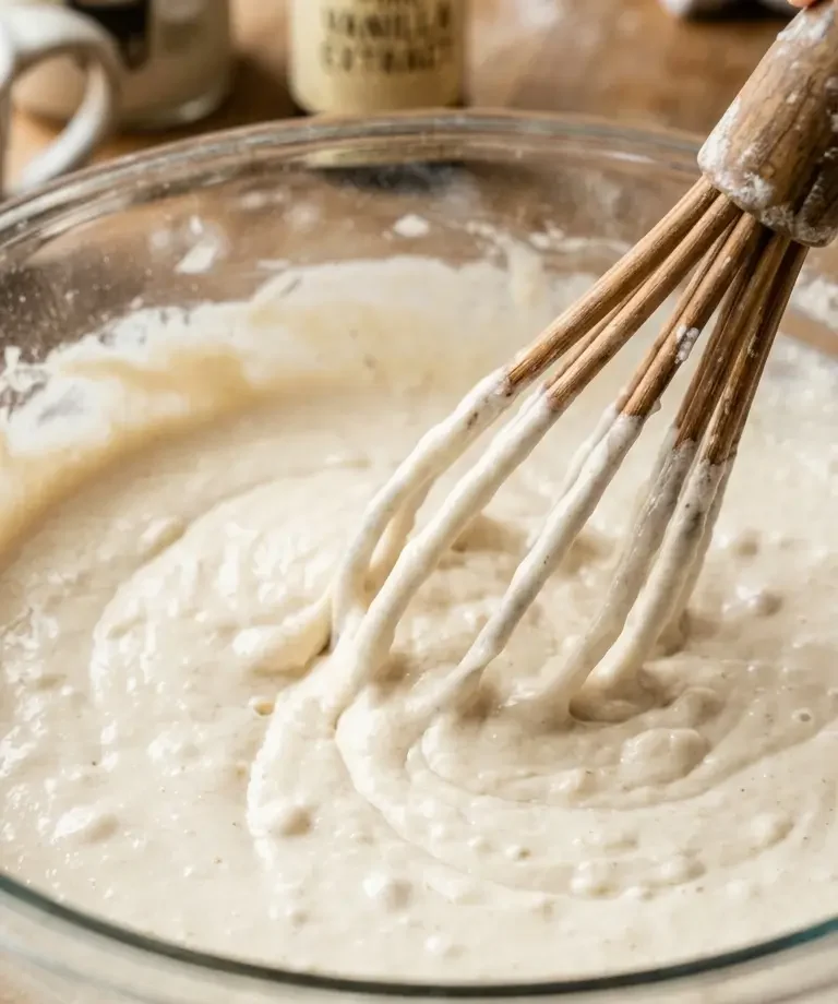 Vegan funnel cake batter whisked