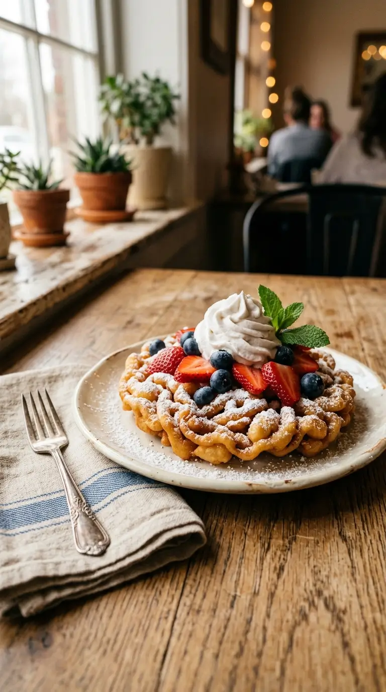 perfect Vegan funnel cake on plate
