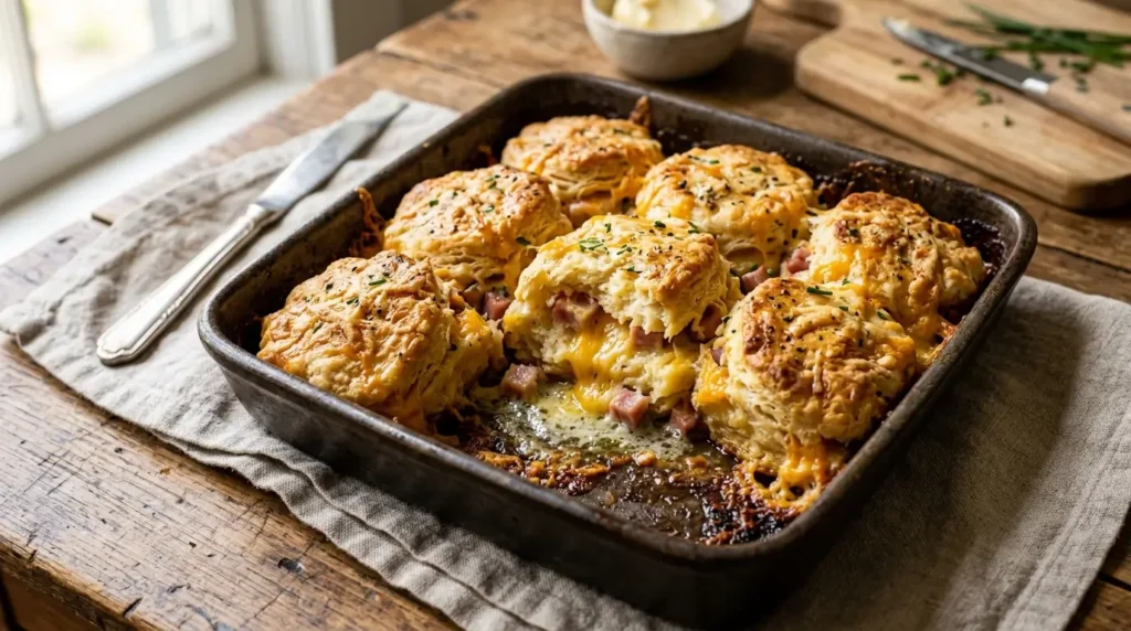 Ham and Cheese Butter Swim Biscuits